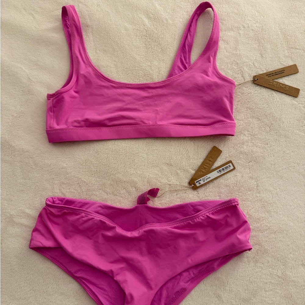 Skims Vibrant Pink Swimwear Set